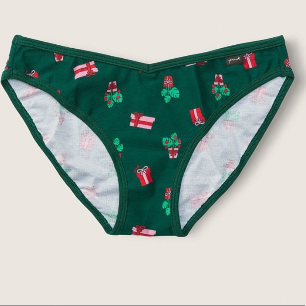 Victoria’s Secret Pink Dark Garden Plant Presents Cotton Panty Christmas